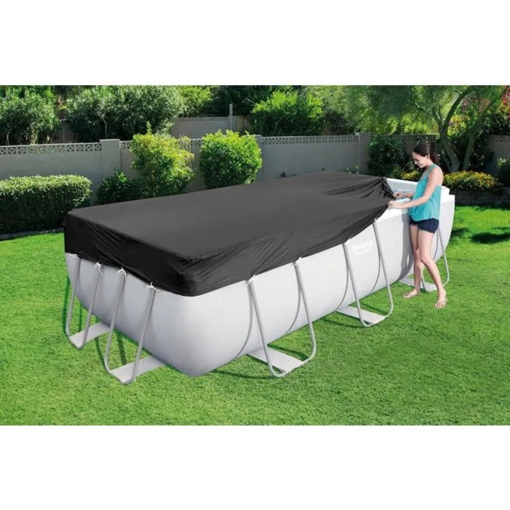 Prelata all-season de protectie pentru piscina supraterana dreptunghiulara, compatibila Power Steel (404 x 201 cm, 412 x 201 cm), 396 x 185 cm, negru, K0441-0720-QH393