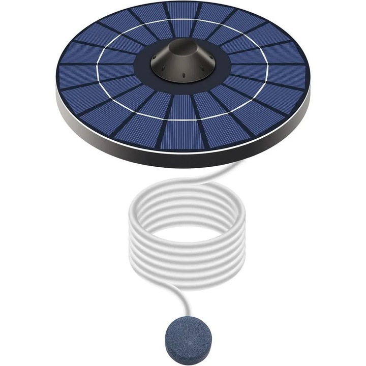 Aerator solar plutitor pentru iaz K0441-0709-QH119, motor brushless DC, alimentare 100% solara fara baterie, carcasa ABS rezistenta UV, include tub si piatra de aerare, albastru/negru