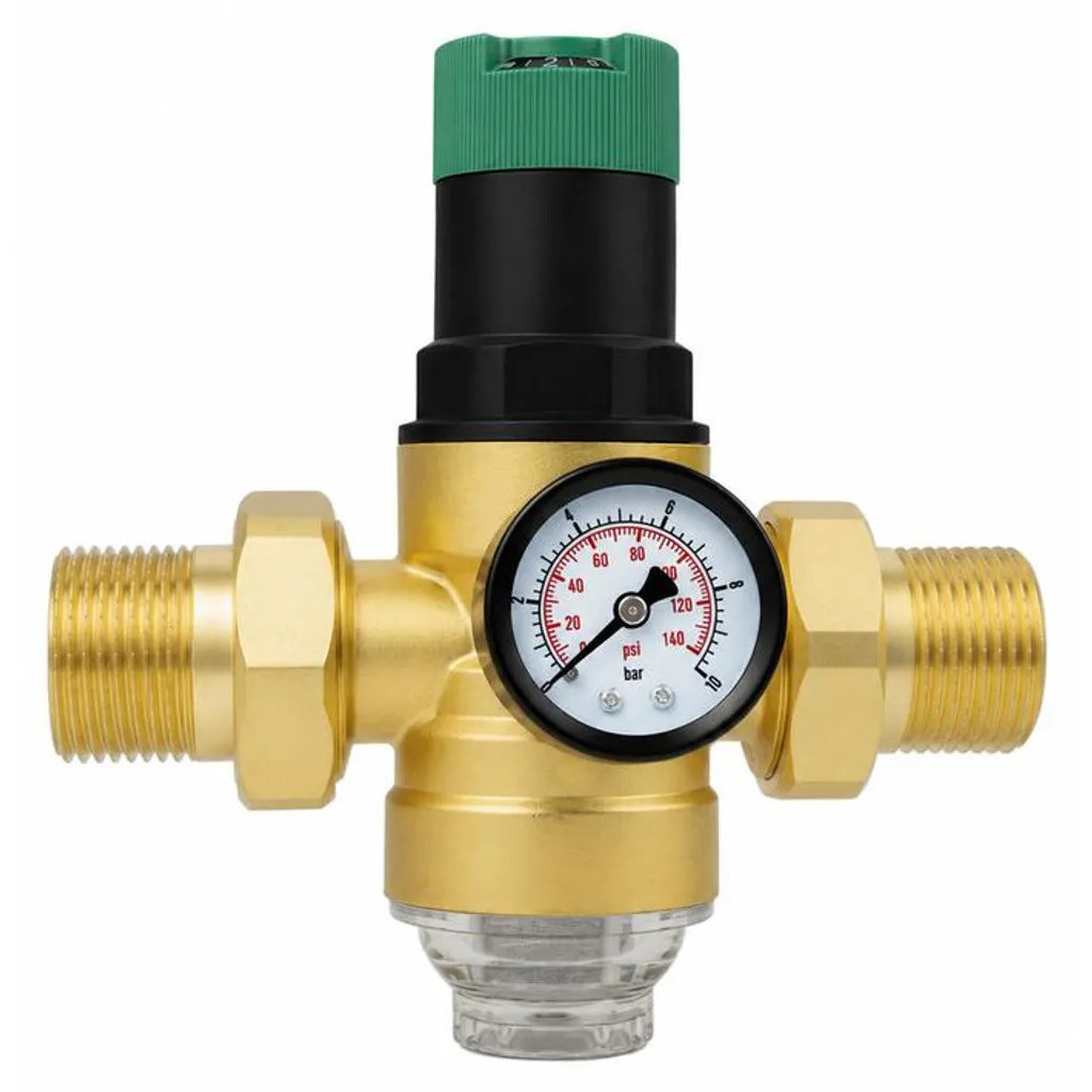 Reductor de presiune DN25 (1") K0441-0806-QH928 cu manometru si filtru inox 40 µm, alama dezincificabila, Multicolor