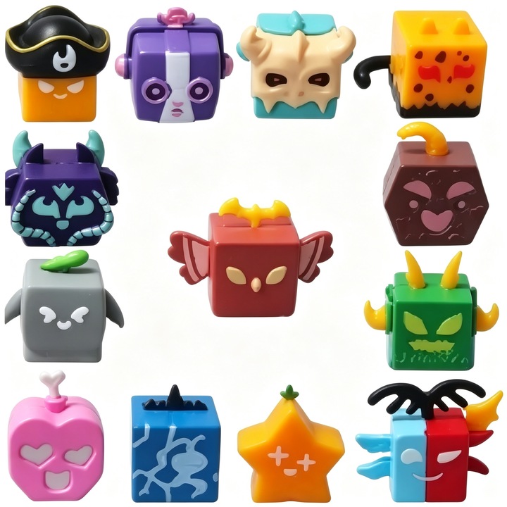 Комплект от 13 фигурки Blox Fruits, модели за игра, декорация за бюро и торта, OPP плик, 880 г