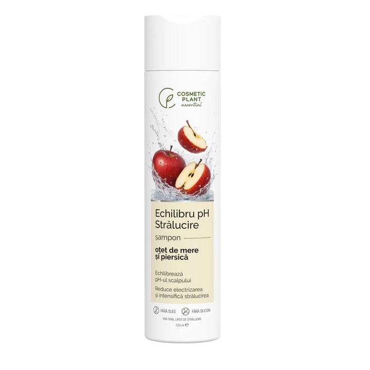 Sampon cu otet de mere si piersica (echilibru ph si stralucire) 250ml cosmetic plant