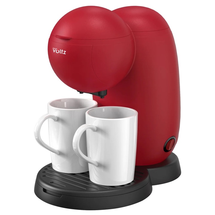 Cafetiera electrica Oliver Voltz, 300 ml, 2 cesti ceramice incluse, 450W, rosie