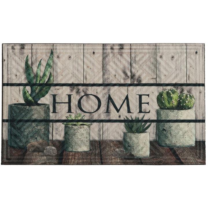 Изтривалка за вход e-floor Lima Succulents 45x75 cm, рециклиран каучук