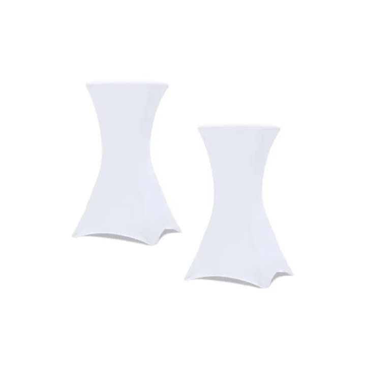 Huzat magas asztalra MI-08189418, 2 darabos szett, 90% poliészter/10% elasztán, 60 cm átmérőjű x 110 cm magas asztalhoz alkalmas, fehér, mosógépben mosható