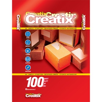 Etichete autoadezive 210x148mm 2/A4, rosu 100 coli/top Creatix Etichete autoadezive 210x148mm 2/A4, rosu 100 coli/top Creatix