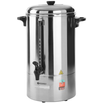 Boiler pentru bauturi calde cu un singur perete Hendi, 1500 W, 6 L, Cuva de filtrare, Sticla gradata, Robinet anti-picurare, Argintiu Boiler pentru bauturi calde cu un singur perete Hendi, 1500 W, 6 L, Cuva de filtrare, Sticla gradata, Robinet anti-picurare, Argintiu