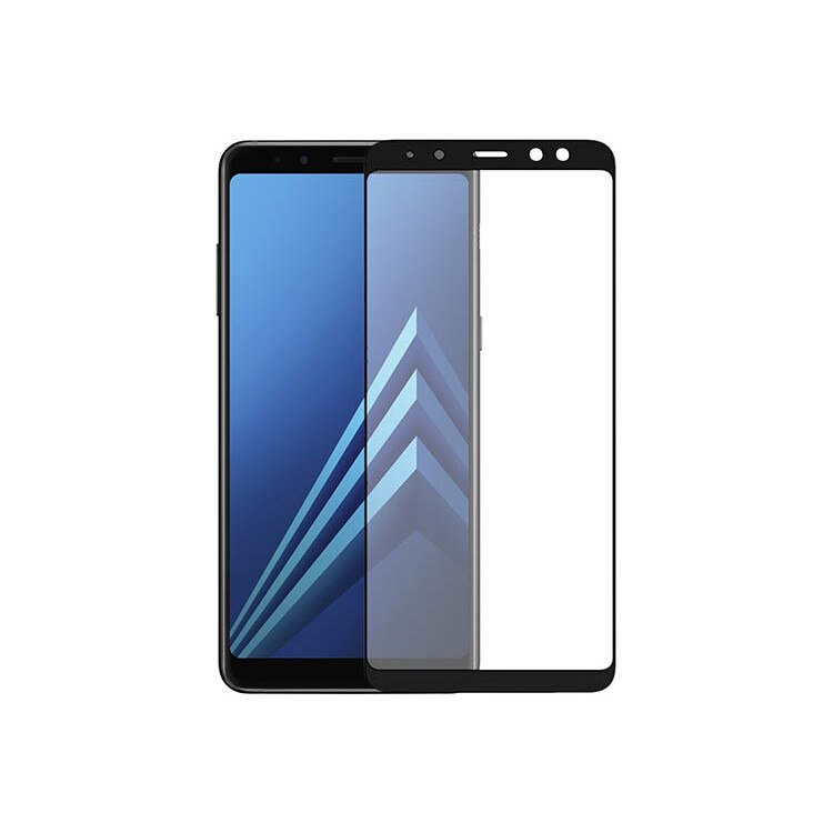 Folie sticla, Full screen, Samsung A8 2018, acopera tot ecranul, Negru