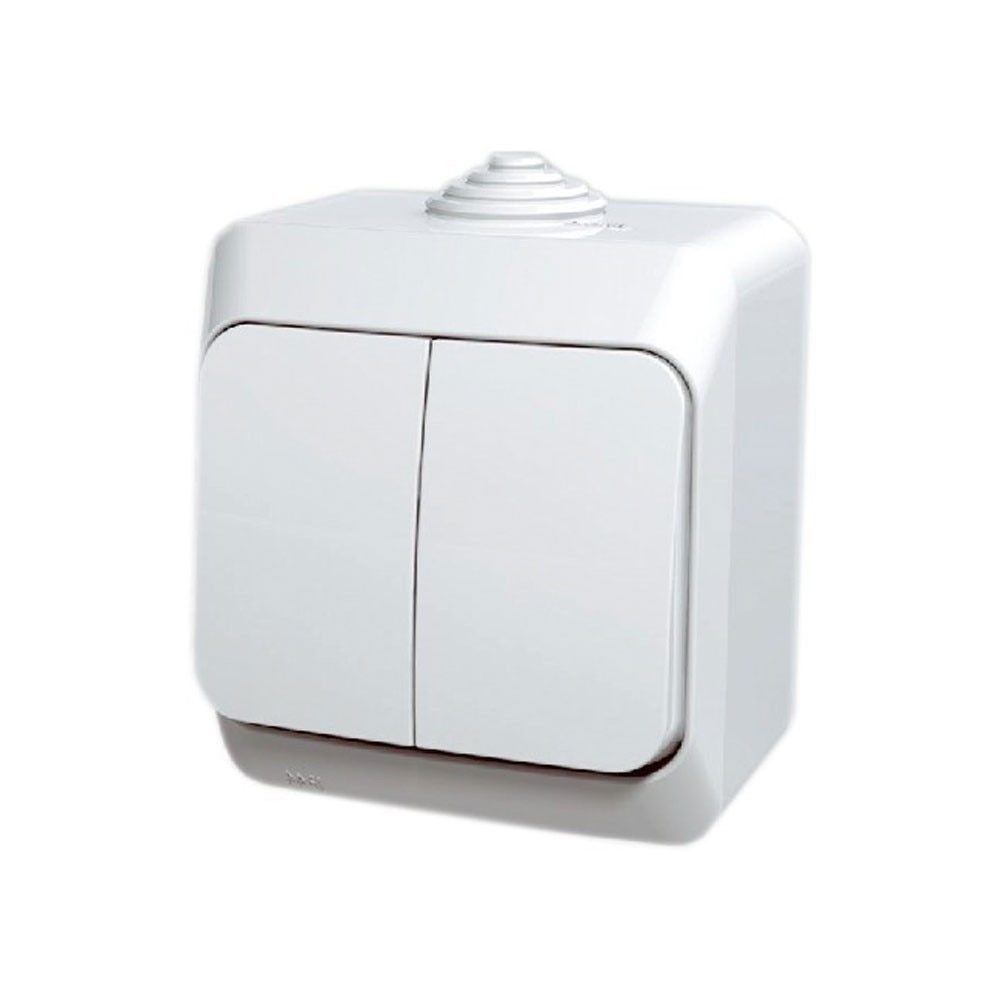 Intrerupator dublu iMKⓇ aparent, alb, AN