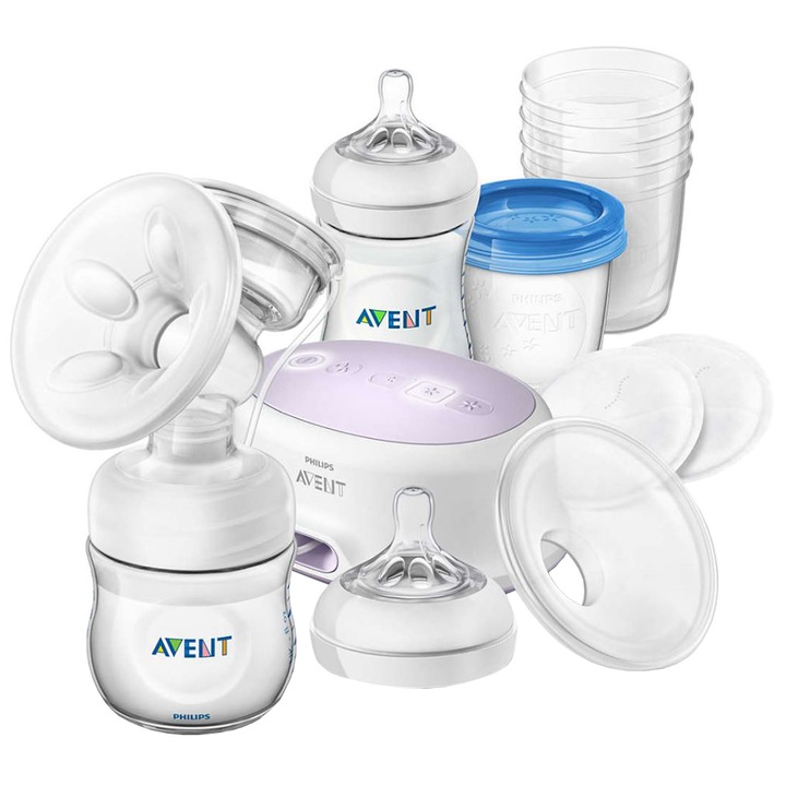 Set de alaptare Natural Philips-Avent SCD223/20, cu pompa electrica de san
