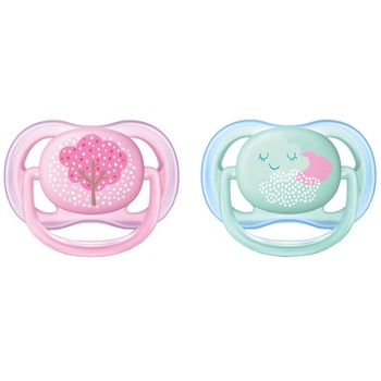 Suzeta ortodontica Philips Avent Ultra Air SCF343/20, 2 buc, 0-6 luni, Roz/Verde Suzeta ortodontica Philips Avent Ultra Air SCF343/20, 2 buc, 0-6 luni, Roz/Verde