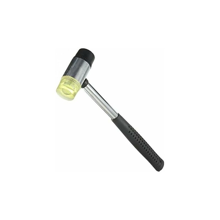 Cap de ciocan din cauciuc cu doua fete, diametru 25 mm, maner din otel, antiderapant, cap interschimbabil, ciocan usor pentru modelarea pielii DIY, scule de uz casnic, 1 bucata
