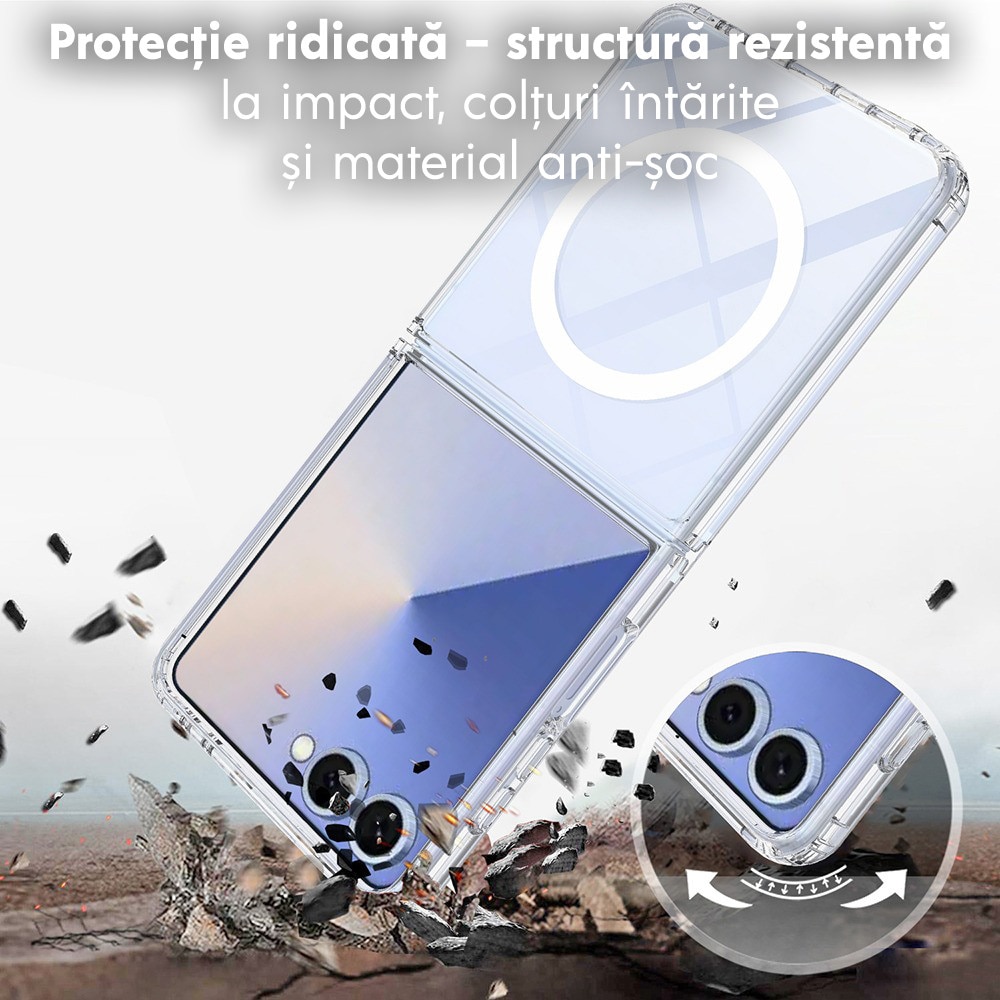 Husa pentru Samsung Galaxy Z Flip 8 DaDen MagSafe Pro, Incarcare wireless, Protectie superioara, Transparenta