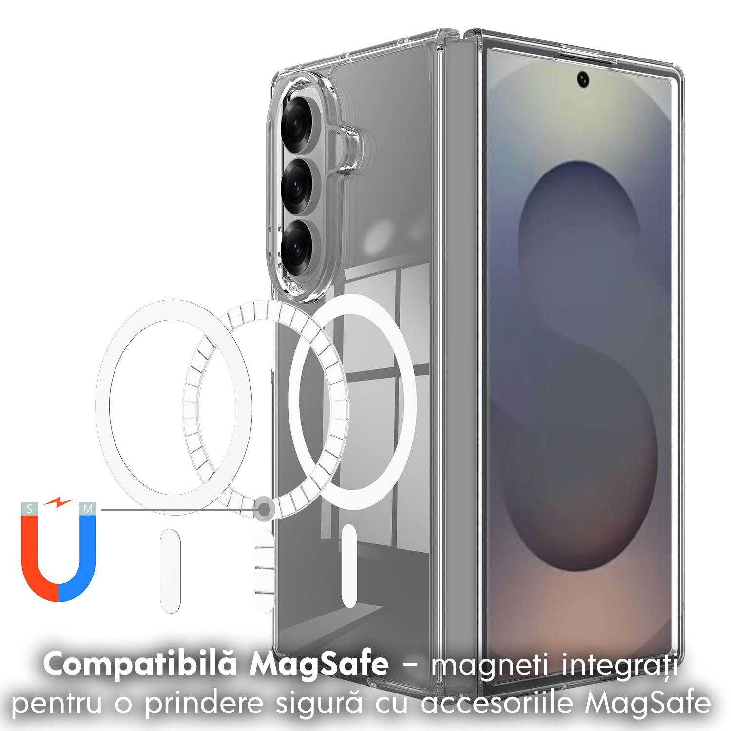 Husa pentru Samsung Galaxy Z Fold 8 Ultra DaDen MagSafe Pro, Incarcare wireless, Protectie superioara, Transparenta