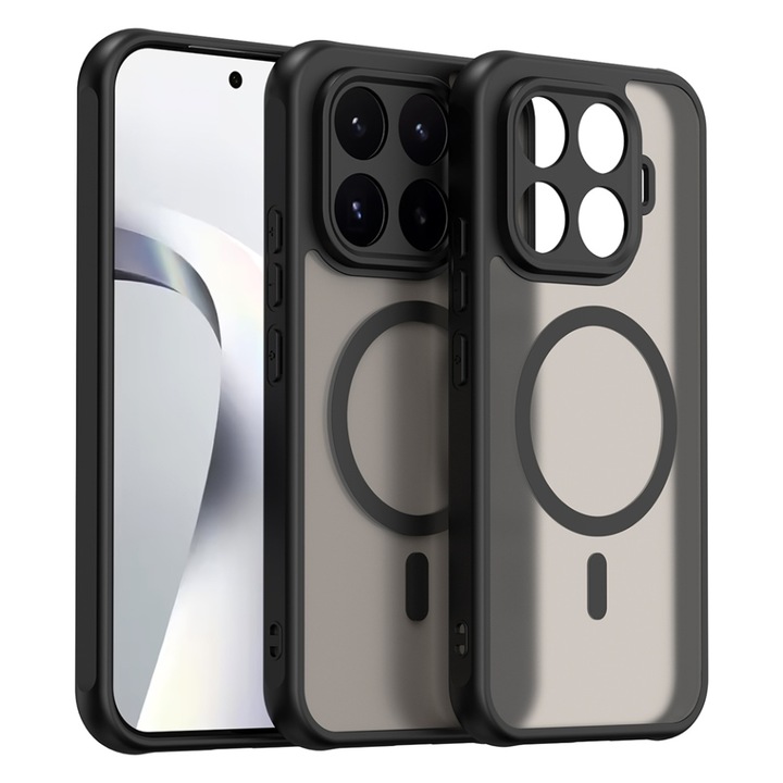 Husa pentru Xiaomi 17T Finisaje Premium, Antisoc, Magsafe, set cu sticker, HaloFrost MagSafe II, Negru