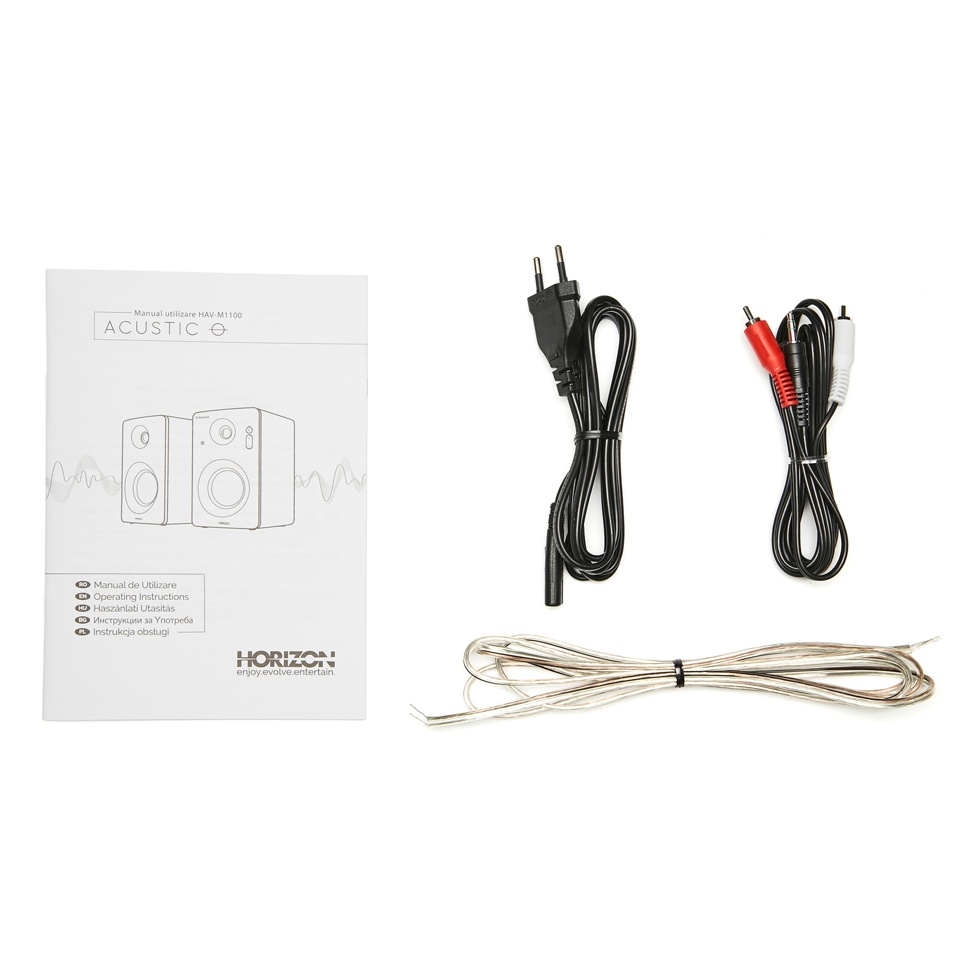 Boxe active Horizon Acustico HAV-M1100W, 2.0, 60W, BT, NFC, Optical, Coaxial, AUX, Alb
