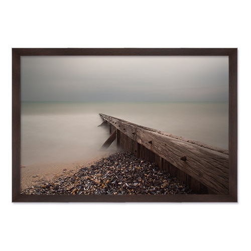 Tablou Inramat - Peisaj, Natura, Mare, Ceata, Scoici, Plaja, Vara, Liniste, Rama Wenge, 60 x 90 cm