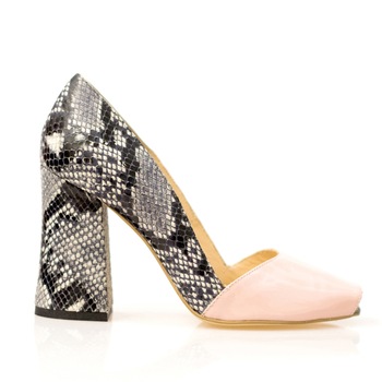 Pantofi dama, Thea Visconti, presaj sarpe si nude, toc 9,5 cm, Multicolor Pantofi dama, Thea Visconti, presaj sarpe si nude, toc 9,5 cm, Multicolor