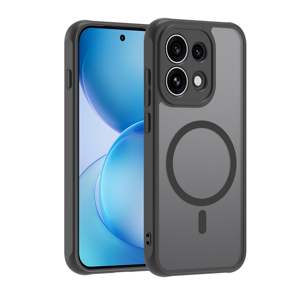 Husa pentru Oppo Reno 16 Pro 5G cu protectie pentru lentile si MagFit EasyCharge, Ghost Series Anti-ingalbenire, frosted - negru