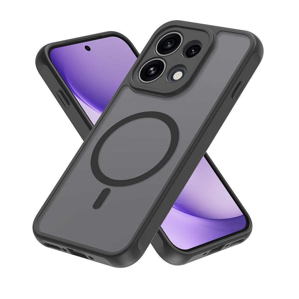 Husa pentru Oppo Reno 16 Pro 5G cu protectie pentru lentile si MagFit EasyCharge, Ghost Series Anti-ingalbenire, frosted - negru