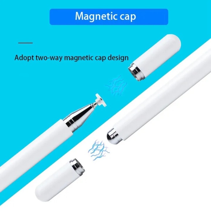 Stylus univerzális Carmdering EMAG-FP20260819-1589, átlátszó puha hegy 7 mm, kétirányú mágneses kupak, fehér