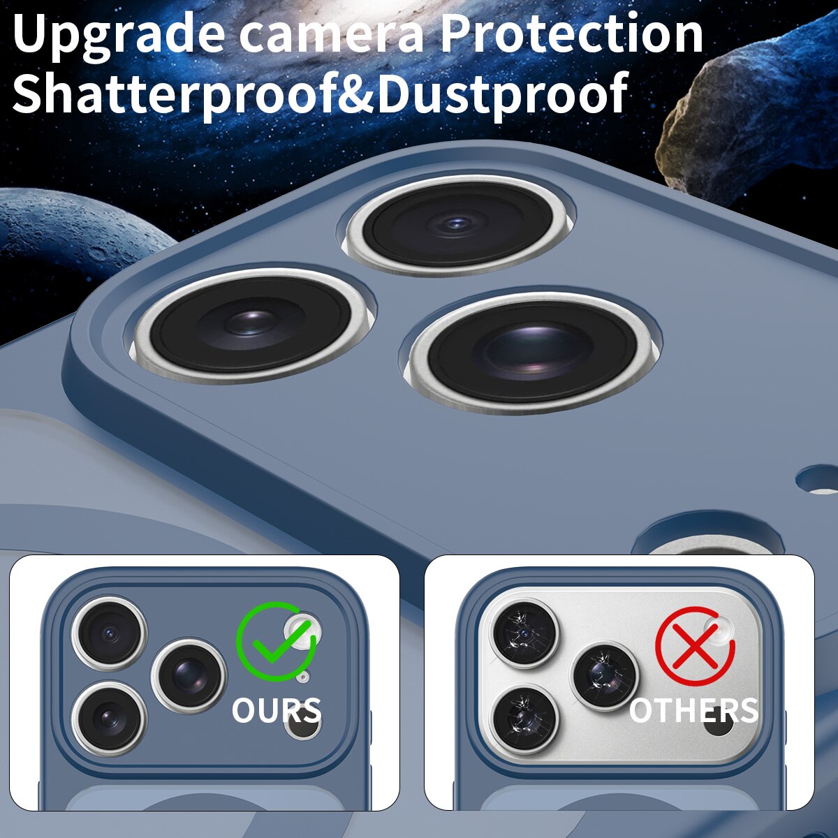 Husa de protectie compatibila cu iPhone 18 Pro Max, Omelivon, MagSafe, Protectie completa, Anti zgarieturi, Decupaje Precise, Incarcare Wireless, Design translucid, din Material PC+TPU, Albastru inchis