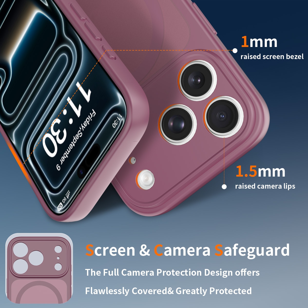 Husa de protectie compatibila cu iPhone 18 Pro, Omelivon, MagSafe, Protectie completa, Anti zgarieturi, Decupaje Precise, Incarcare Wireless, Design translucid, din Material PC+TPU, Rosu cireasa