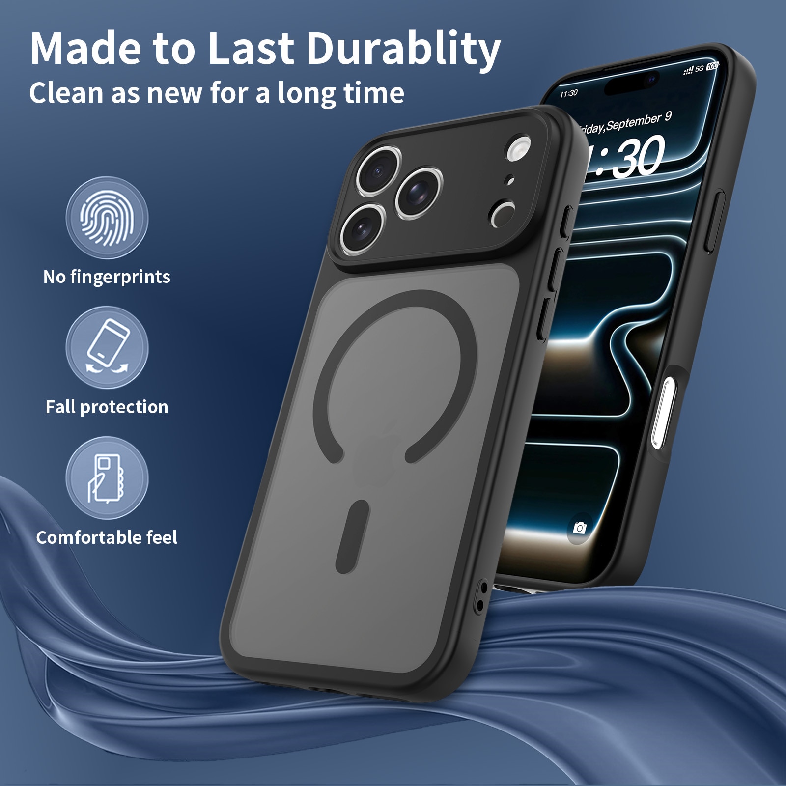 Husa de protectie compatibila cu iPhone 18 Pro Max, Omelivon, MagSafe, Protectie completa, Anti zgarieturi, Decupaje Precise, Incarcare Wireless, Design translucid, din Material PC+TPU, Negru