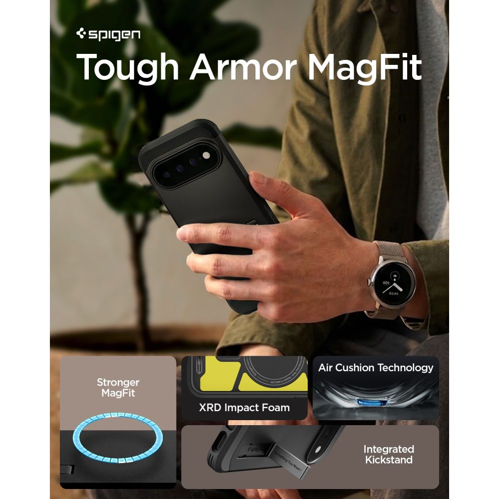 Carcasa Spigen Tough Armor cu MagSafe compatibila cu Google Pixel 11 Pro XL, Negru