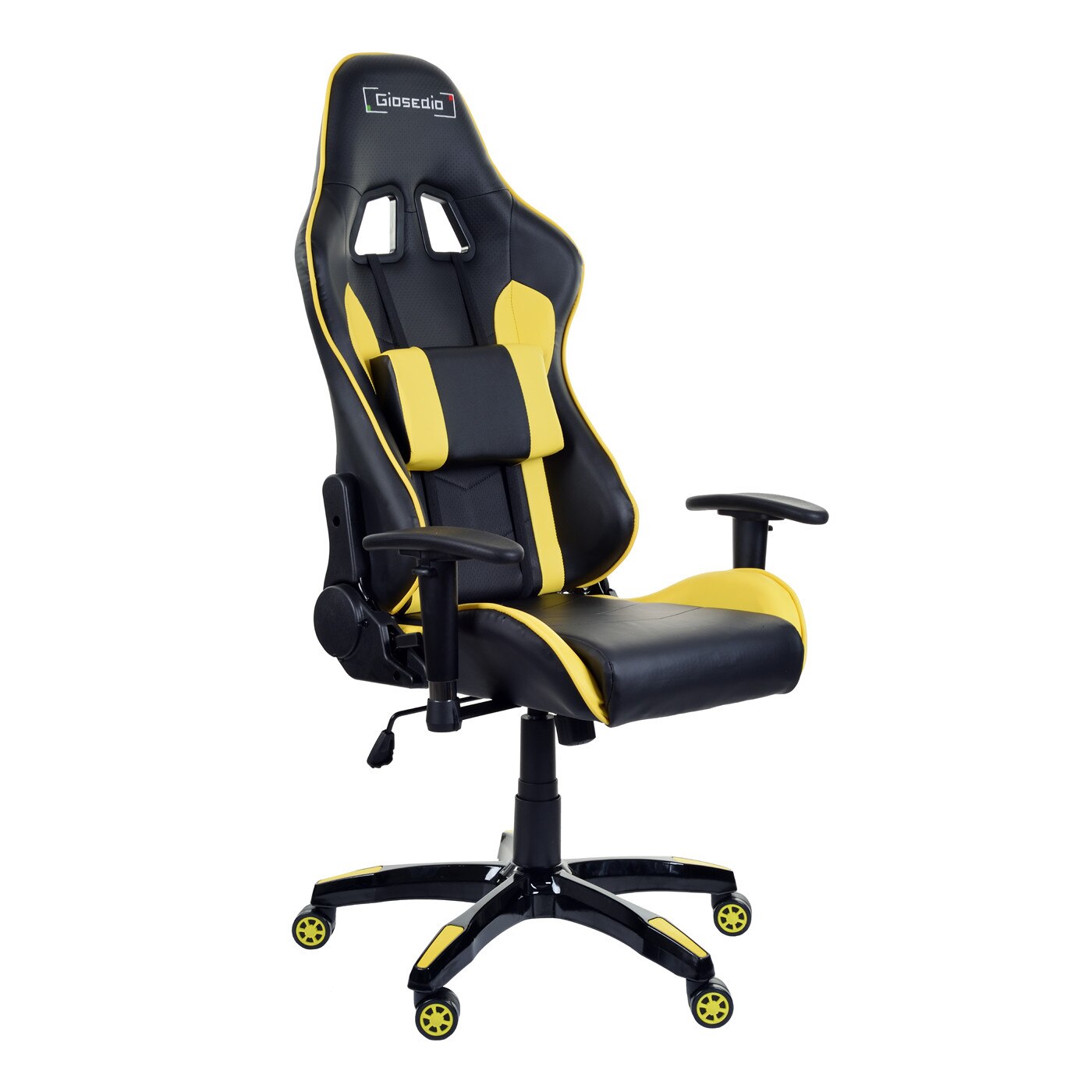 Scaun gaming Giosedio GSA413, Piele Ecologica, Galben-Negru