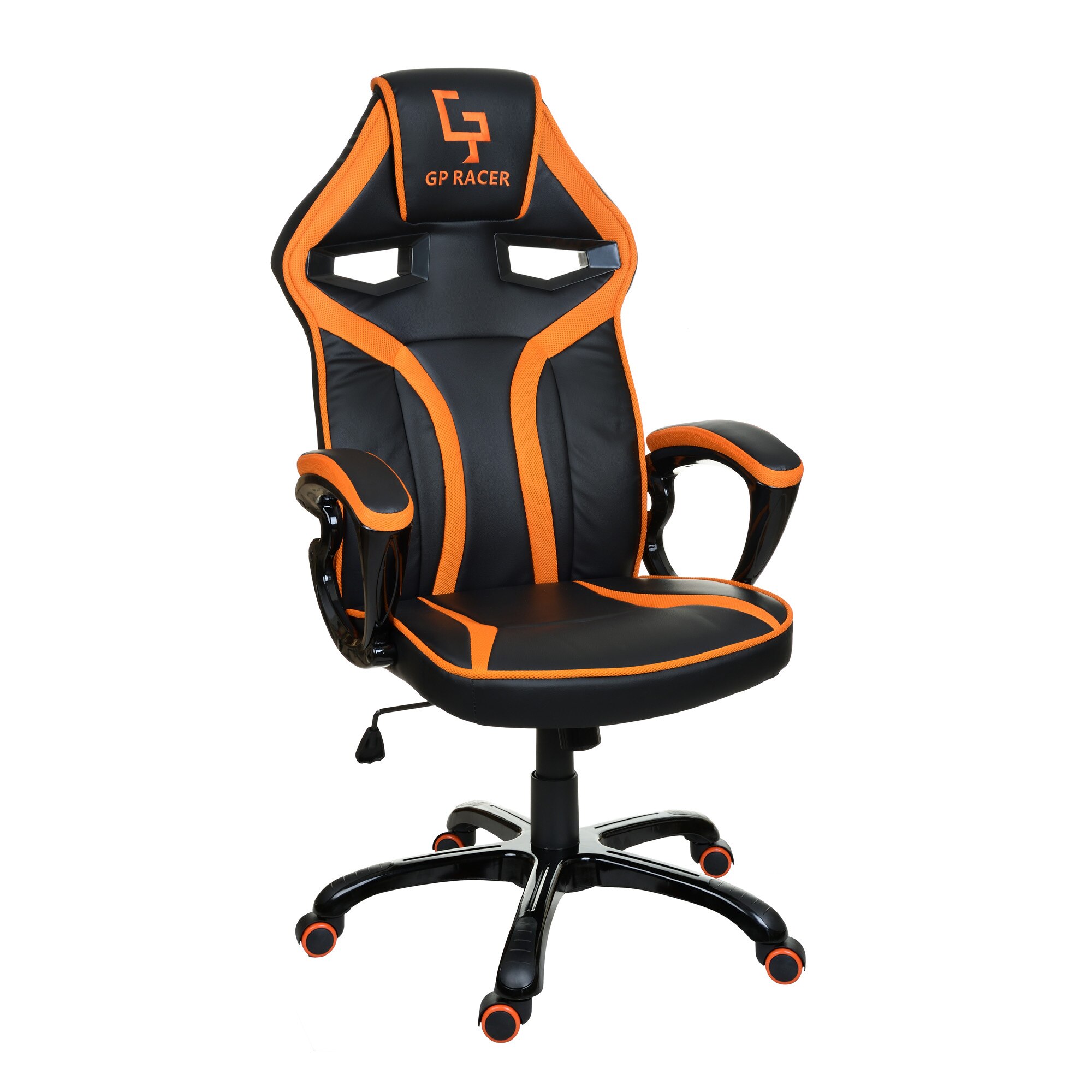 Scaun gaming Giosedio GP Racer din piele sintetica, Negru/Portocaliu