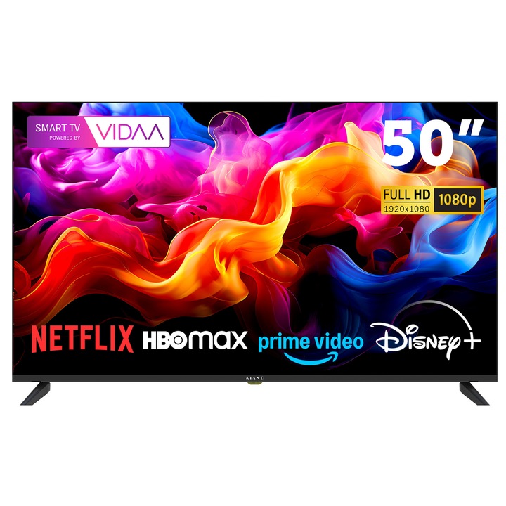 Televizor Kiano Elegance TV, 127 cm (50 inch), Full HD, Smart TV, sistem de operare Vidaa, Negru