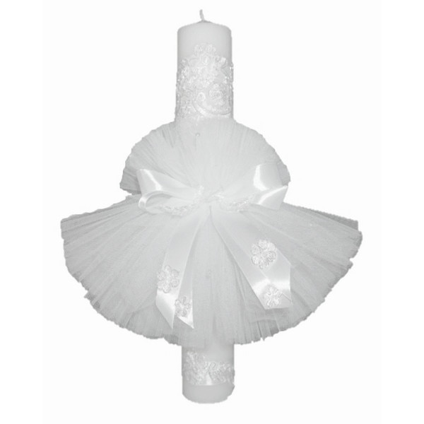 Lumanare stalp pentru botez bebelusi, eleganta, Little angel, alb