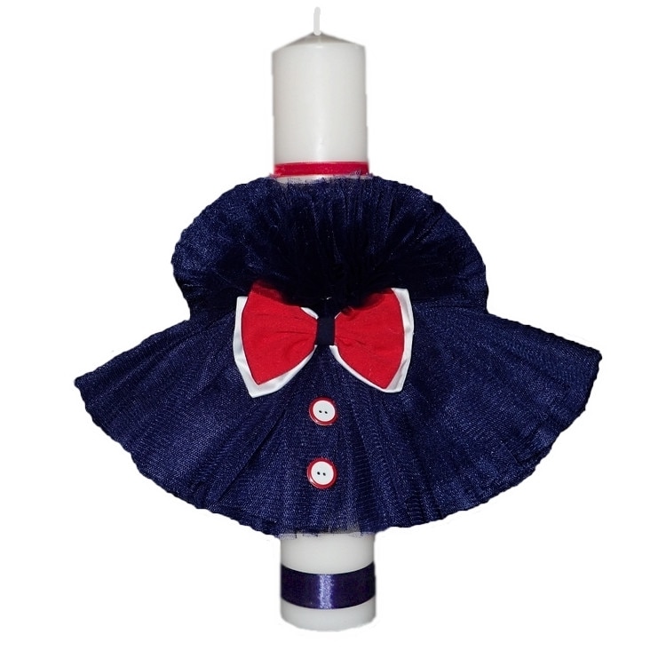 Lumanare stalp pentru botez bebelusi, eleganta, Little angel, bleumarin