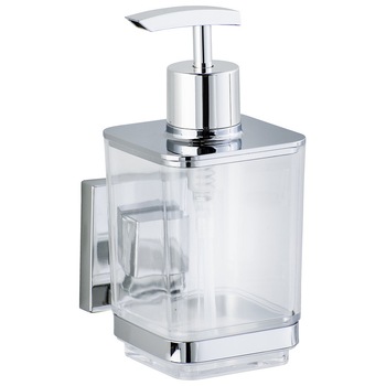 Dispenser pentru sapun Wenko, QUADRO, Vacuum-Loc, Otel inoxidabil, 340 ml, Transparent Dispenser pentru sapun Wenko, QUADRO, Vacuum-Loc, Otel inoxidabil, 340 ml, Transparent