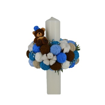 Lumanare de Botez Gheme Mohair si Flori Naturale Lumanare de Botez Gheme Mohair si Flori Naturale