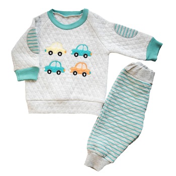 Trening baieti 2 piese, bumbac gros, gri/verde, marime 12-18 luni Trening baieti 2 piese, bumbac gros, gri/verde, marime 12-18 luni