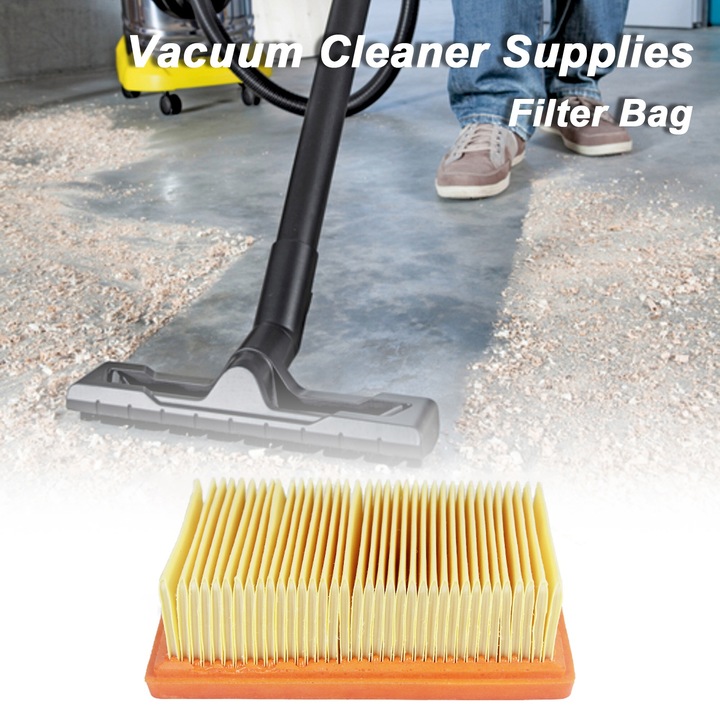 Filtru HEPA pentru aspirator, LSM7047-BCS0340948-2, compatibil Karcher MV4/MV5/MV6/WD4/WD5/WD6, portocaliu/galben, 15.9 x 10.1 cm