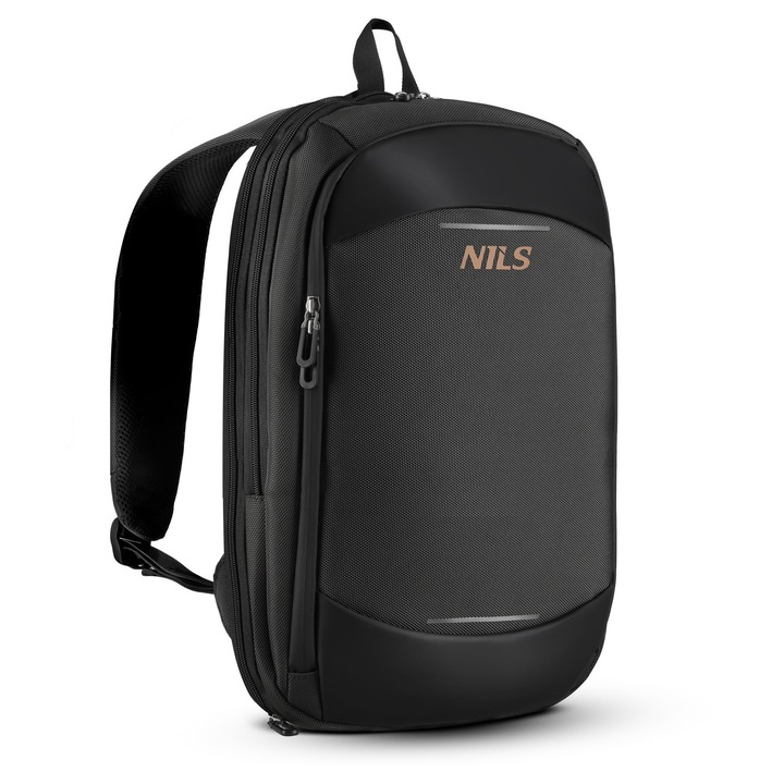 NILS, rucsac pentru laptop din nylon 1680D cu capacitate 19 l, compartiment extensibil +9 cm, buzunar antifurt, curea de fixare pe valiza, model NC4504, gri, 44×29×15 cm