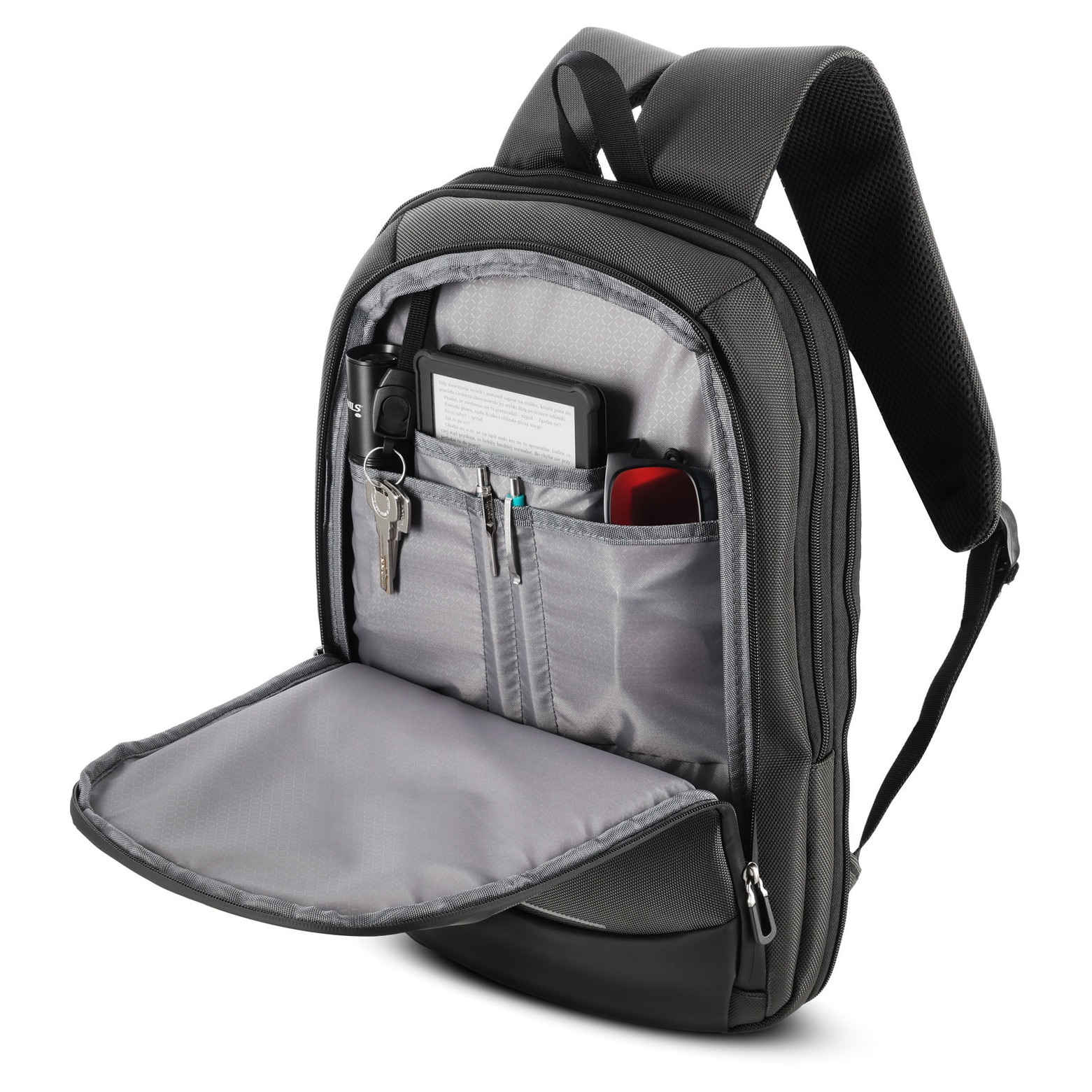 NILS, rucsac pentru laptop din nylon 1680D cu capacitate 19 l, compartiment extensibil +9 cm, buzunar antifurt, curea de fixare pe valiza, model NC4504, gri, 44×29×15 cm