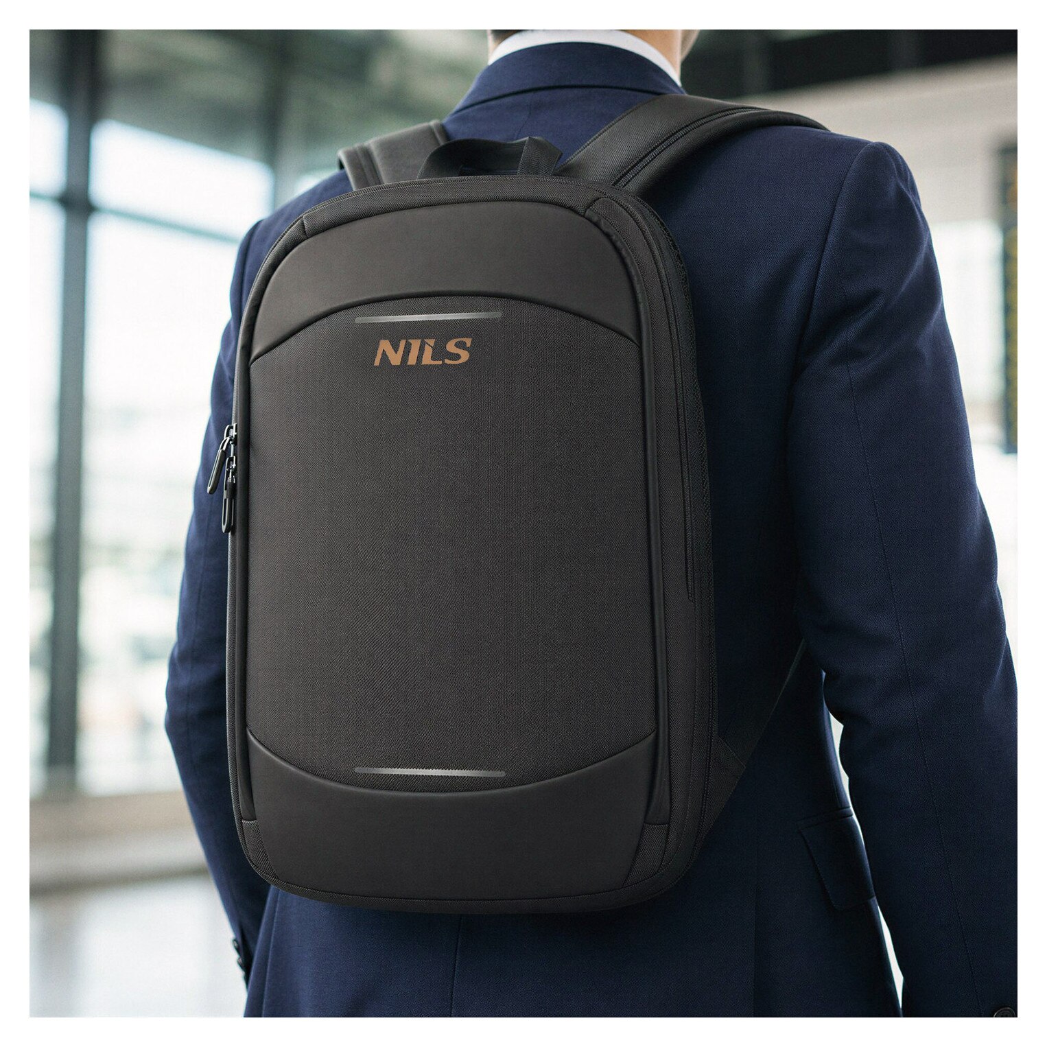 NILS, rucsac pentru laptop din nylon 1680D cu capacitate 19 l, compartiment extensibil +9 cm, buzunar antifurt, curea de fixare pe valiza, model NC4504, gri, 44×29×15 cm