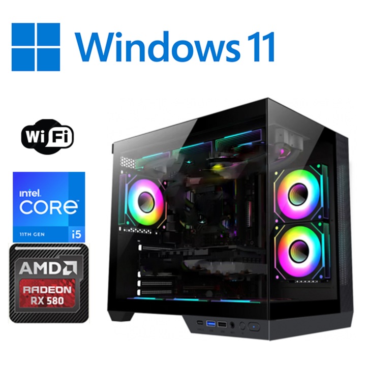 PC Gaming GYEREKEKNEK OK Intel ® I5 8500, 8 GB RAM DDR4, SSD 480 GB Videó 8GB ATI Radeon® RX580 DDR5 256Biti, cbx