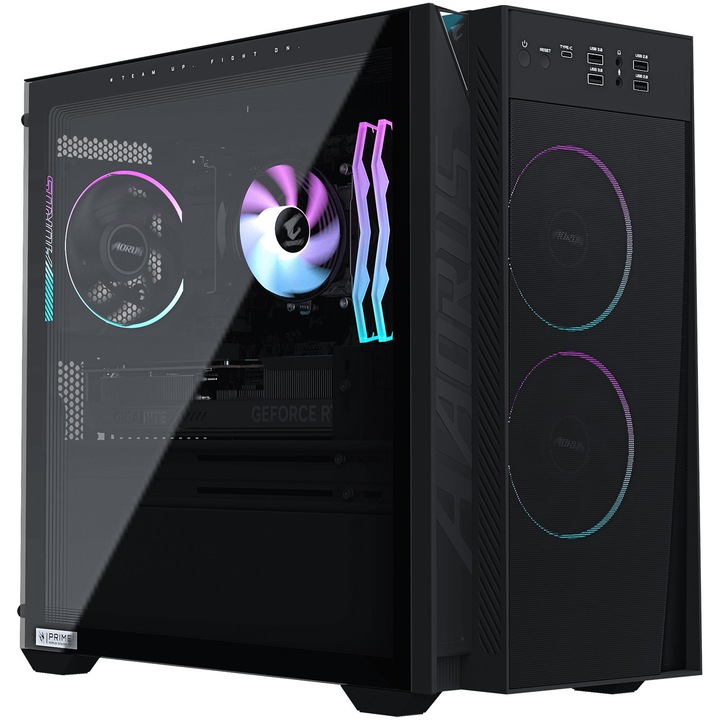 Настолен компютър Gaming Gigabyte AORUS PRIME 3 AP351, AMD Ryzen 7 9700X до 5.5GHz, 16GB DDR5, 1TB SSD, NVIDIA GeForce RTX 5060 Ti 8GB, Windows 11 Home, Черен