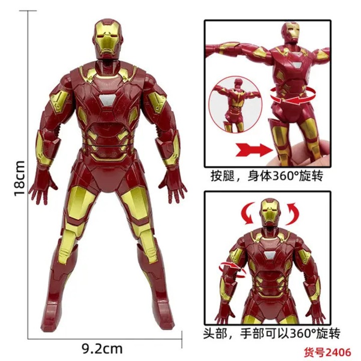 Фигурка играчка Iron Man, въртене на 360°, от пластмаса, червено/златисто, 18 см