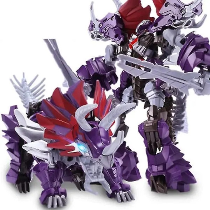 Jucarie robot transformabil K0438-cj260819-0141 din aliaj si ABS, se transforma dinozaur/masina in robot, mov, 1 buc.