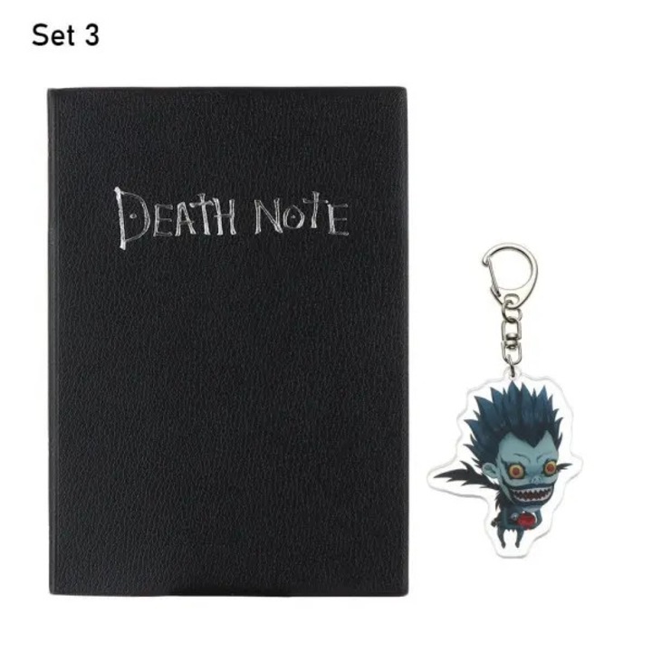 Set caiet Death Note, coperta din piele sintetica, include stilou pana si breloc metalic, negru, 20,5 x 14,5 cm