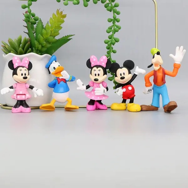 Set 5 figurine Disney Mickey Mouse si prieteni (Mickey, Minnie, Donald, Daisy, Goofy), multicolor