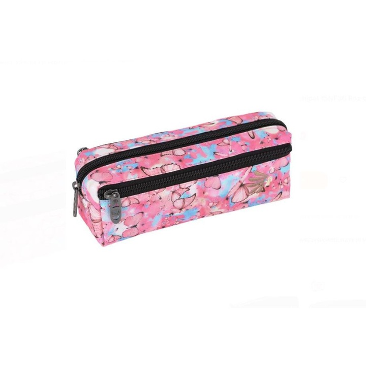 Penar Tub Triplu Neechipat 15NF36 Roz cu Model Fluturi 21x7x7cm