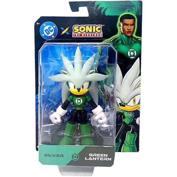 Фигурка с артикулации DC x Sonic Silver Green Lantern, многоцветна, 12,5 см