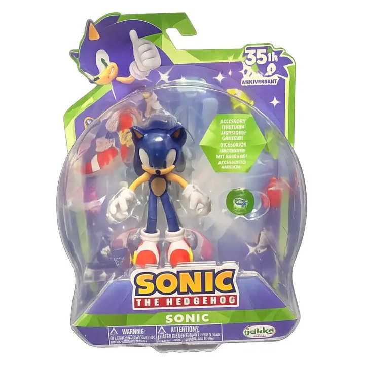 Фигурка Sonic the Hedgehog модел K0438-cj260819-5893, артикулирана с аксесоар, синя, 10 см
