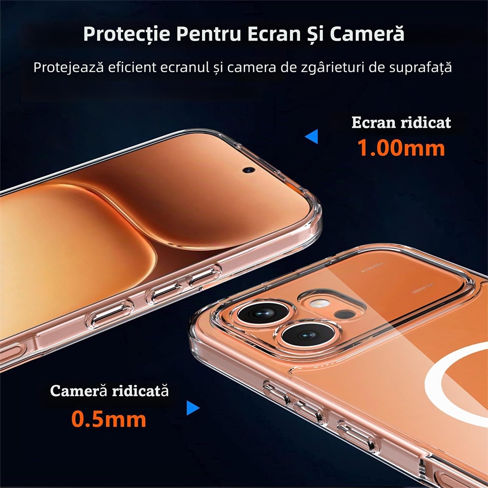 Pachet Husa Magnetica pentru Honor 600 5G cu Protectie de Ecran din Sticla Temperata, MOGU, MagSafe Husa de Protectie Antisoc pentru Telefonul Mobil cu 2 folii de Transparenta Sticla, Protectie de Nivel Militar, TPU+Sticla Securizata, Transparenta
